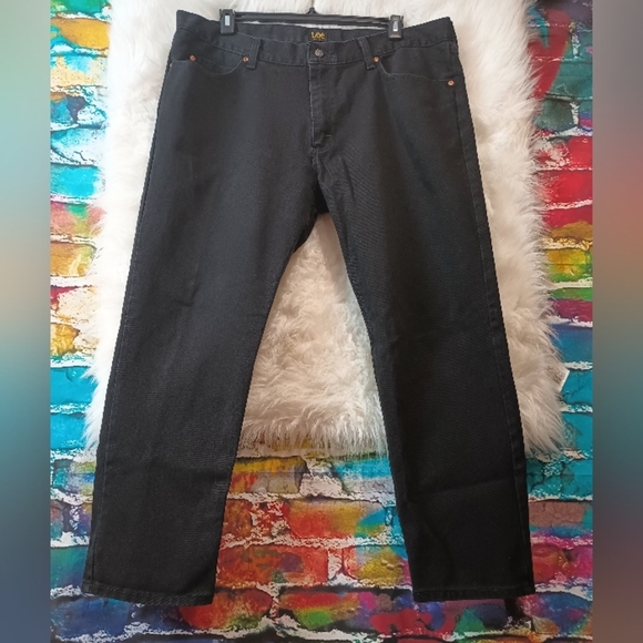 Lee Regular Fit Black Denim Straight Leg Jean Size 42x29 - Picture 3 of 12